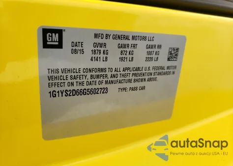 2016 Chevrolet Corvette Z06 2Lz from USA, damaged, VIN 1G1YS2D66G5602723